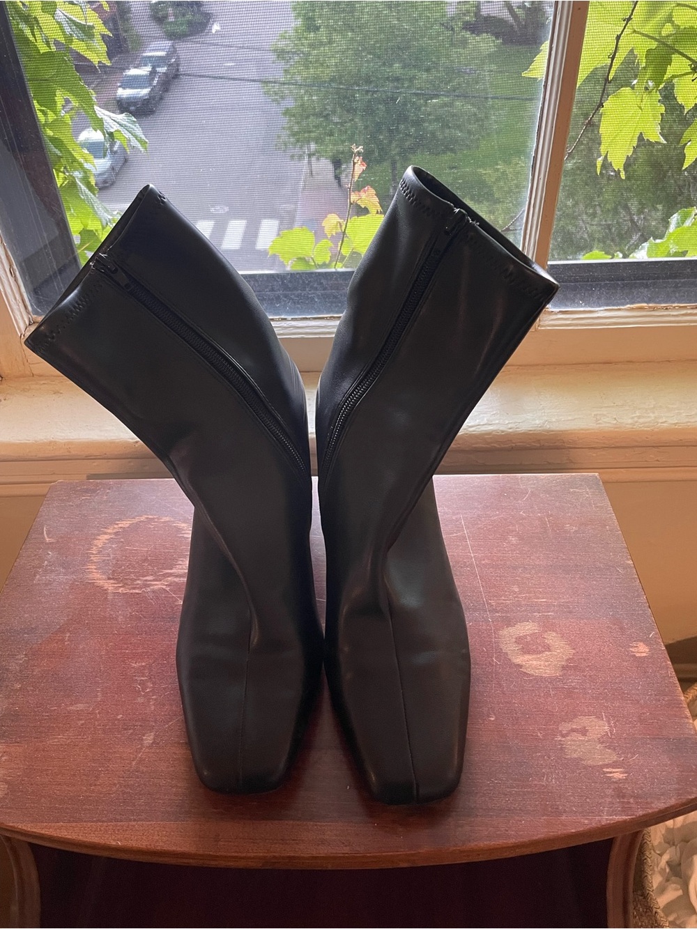 Steve Madden Black Square-Toe Mid-Calf Ankle Boots